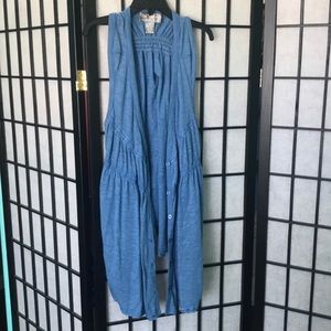 Blue Button-Up Tank Cardigan